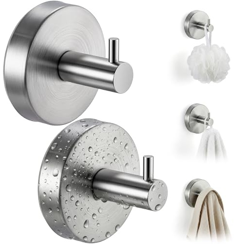 cleanan Saugnapf Haken Edelstahl für Dusche & Bad - Vakuum Handtuchhalter Ohne Bohren - Wandhaken für Glas & Fliesen - Saughaken für Handtücher & Bademantel (2 Stück, Silber)