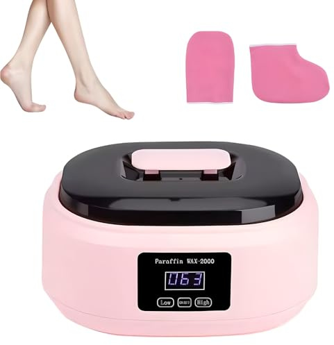 Chauffe-cire Électrique Portable avec Écran Tactile Et Température Réglable, Bain de Cire de Paraffine pour Mains Et Pieds pour L'hydratation Et L'exfoliation À Domicile Pink