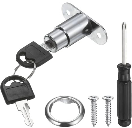 PATIKIL Push Plunger Lock 23mm(8/9 Inch) Cylinder Length, Zinc Alloy Cabinet Door Lock Keyed Alike for File Desk Drawer Wardrobe Sliding Door