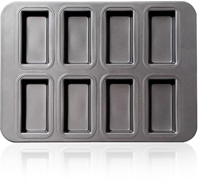 ECVUKQ Mini-Kastenform, Mini längliche Kuchenform Antihaft Brotbackform gleichzeitig 8 kleine Brote und Kuchen sehr gute Antihaftbeschichtung für Brötchen Muffin Stahl Grau