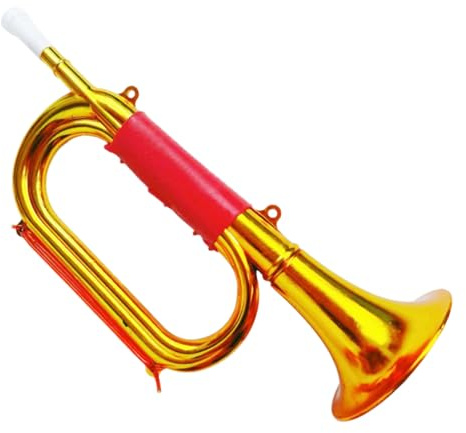 Tromba giocattolo Tromba per bambini dorata in plastica PP sicura per lo sviluppo da 13 pollici giocabile con comoda impugnatura Strumenti musicali educativi per bambini.