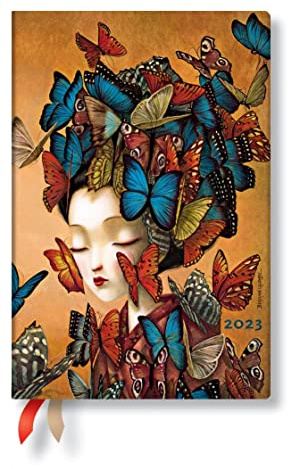 Madame Butterfly (Esprit de Lacombe) Mini Dayplanner 2023: Softcover, flexi binding, Horizontal Layout, 100 gsm, no closure
