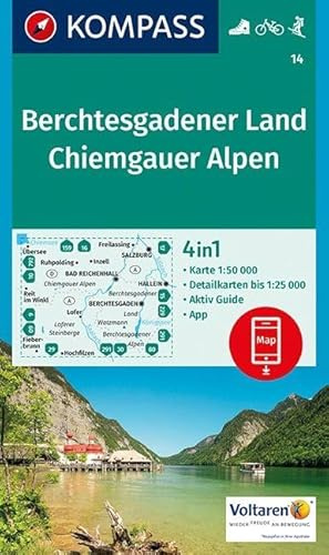 KOMPASS Wanderkarte Berchtesgadener Land, Chiemgauer Alpen: 4in1 Wanderkarte 1:50000 mit Aktiv Guide und Detailkarten inklusive Karte zur offline ... Skitouren. (KOMPASS-Wanderkarten, Band 14)