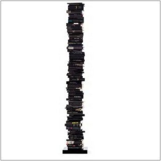 PTOLOMEO Büchersäule freistehend 160 cm schwarz/Fuß Edelstahl