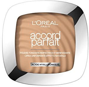 L'Oréal Paris - Poudre Fondante Accord Parfait, cipria fondente perfezionatrice, per pelli normali a miste, colore: Beige rosato (3.R), 9 g.