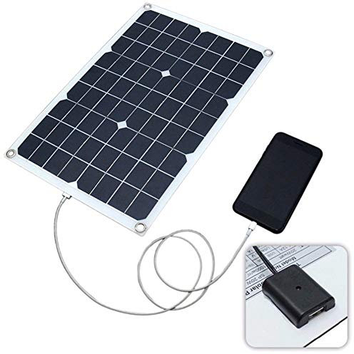 Lixada Solar Panel Charger USB Port Portable High Power Monocrystalline Solar Panel Phone USB Devices Charger & Car Battery Charging Clip Line for Cell Phone Camping RV Boat Marine - 20/30/40 Watt