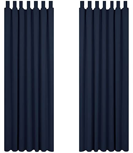 Deconovo Solid Energy Saving Tab Top Curtains Blackout Curtains Thermal Insulated Curtains for Baby Nursery Navy Blue W52 x L84 Inch One Pair