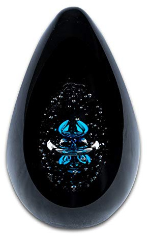levandeo Design Glas Skulptur H15cm Schwarz Blau Kunst Unikat Briefbeschwerer Deko Figur Glasdeko