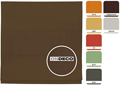 ondeco Raffrollo für Fenster und Türen, Faltrollo innen Sichtschutz Blickdicht für Wand- und Deckenmontage Mocca 120x175 cm