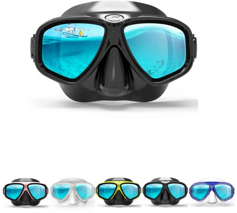 COPOZZ Youth Scuba Mask, Low Volume No Fogging Snorkeling Scuba Dive Glasses, Seal Free Diving Tempered Glass Mask Goggles, Swimming Scuba Dive Snorkeling Swim Mask Diving Goggles Mask for Men Women