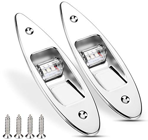 EVGATSAUTO Feux de Navigation d'arc pour Bateaux, 2Pcs 12V LED encastré côté Arc de Navigation Signal Lumineux Lampe boîtier en Acier Inoxydable matériel pour Bateau Marin Yacht Vert/Rouge