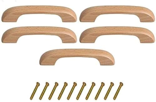 Metany 5 x Holzgriffe für Küchenschränke, Möbel, Kommoden, Kleiderschränke, Schubladen, Griffe (klar beschichtet)