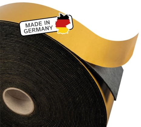 The Felt Store cinta de fieltro autoadhesiva (cinta de estanqueidad), 50 mm de ancho, 1,5 mm de grosor, 20 m de largo, negro - Made in Germany