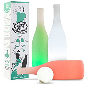 Funky-Flunky Flunkyball Set (3. Generation) | leuchtende LED Flasche mit Sensoren und leuchtender Ball | lustiges Trinkspiel Partyspiel | WG-Party Feier Festival | Geschenkidee