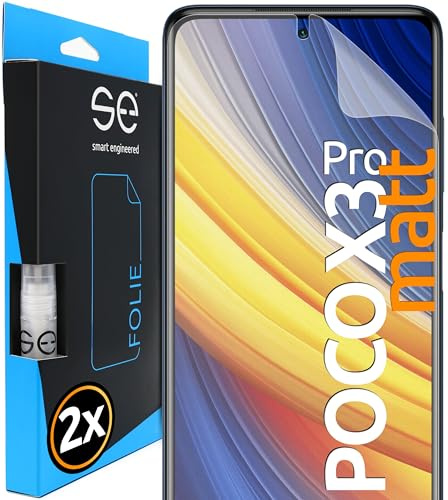 2x se® Protector 3D Antirreflejo para Xiaomi Poco X3 Pro, Protección Solar, Compatible con Huellas y FaceID, Instalación sin Burbujas, Mate, Resistente a Golpes y Arañazos, Matériau TPU