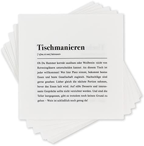 Papier Servietten: Tischmanieren Definition - 20 Stück