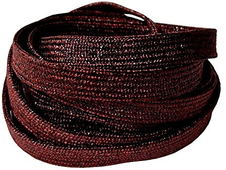 BupiMufi 2 paia – 9 – 10 mm di larghezza – Lacci piatti con glitter [in materiale migliorato] resistenti agli strappi e lucidi con lucentezza metallica, rosso vinaccia, 2, 120