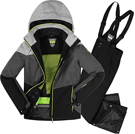 Killtec Jungen Skianzug Größe 116 - wasserdicht 10.000 mm Wassersäule - Skijacke Grau Anthrazit Schwarz, Skihose Schwarz