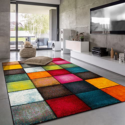 Paco Home Large Rug Short Pile Livingroom Modern Geometric Pattern 3D, Size:120x170 cm, Colour:Multicolored 2
