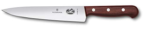 Victorinox Wood Tranchiermesser mit glattem Schliff, Extra Scharfe Klinge, 19 cm, Rostfreier Stahl, Holzgriff