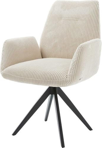 DELIFE Polsterstuhl Zoa-Flex Kreuzgestell kantig Schwarz Cord Beige | Taschenfederkern