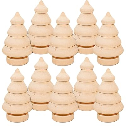 Amosfun 20stücke Mini-weihnachtsbaum Aus Holz Diy-handwerk Holzpuppe Zum Bemalen Unvollendete Puppe Naturholz Heimdekoration Bastelprojekt