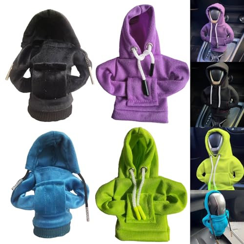 ANROI 4 PCS Auto Schaltknauf Abdeckung,schaltknauf hoodie Abdeckung,Dekoration Geeignet für Manuelle oder Automatische Universelle Auto Schaltknauf Innenraum Dekoration Zubehör A