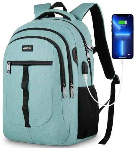 YAMTION Mochila Escolar,Mochila Mujer Niña Mochila Portatil para Adolescente Estudiante Universidad Instituto Oficina Trabajo 15.6 pulgadas Verde