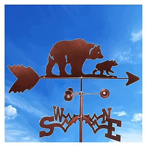 Girouette Ours, indicateur de Direction, Support de Toit de girouette, girouette Animal, girouette Volante soufflée par Le Vent, girouette de Jardin en métal pour Ferme