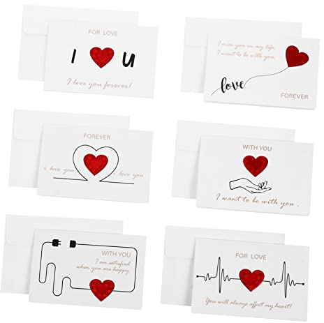 STOBOK 6stücke Grußkarten Mit Herzdesign Für Valentinstag Und Muttertag Faltkarten Mit Umschlägen Horizontal Zufälliger Stil Für Hochzeiten Und