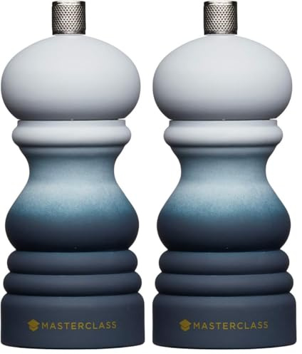 MasterClass Pepper Mill or Salt Grinder with Interchangeable Cap, Plastic, Grey Ombré, 12 cm (Pack of 2)