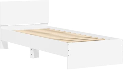 vidaXL Bettgestell mit Kopfteil Weiß 90x200 cm Holzwerkstoff