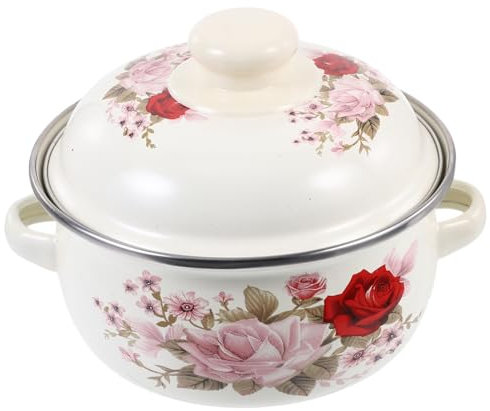 Zerodeko Cast Iron Enamel Pot Flat Bottom for Household Kitchenware Cooking Pot Practical