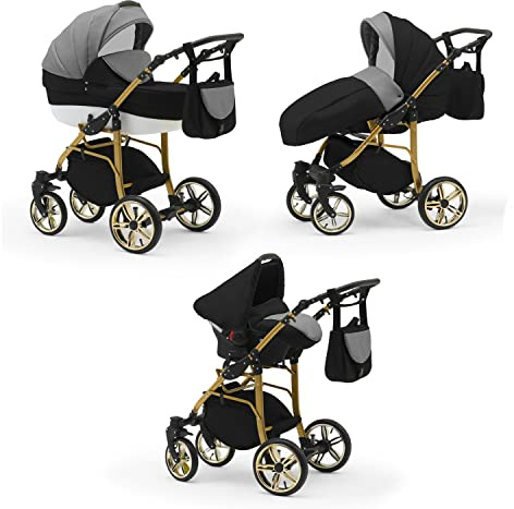 Kinderwagen-Set 4 in 1 Neo Gold inkl. Sportsitz und Autositz - 16 Teile - in 22 Farben