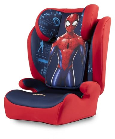 Tataway Marvel Spiderman i-Size, siège auto pour enfant 15-36 kg (3,5-12 ans), 100-150 cm, groupe 2/3, s'installe avec une ceinture à 3 points, rouge et bleu
