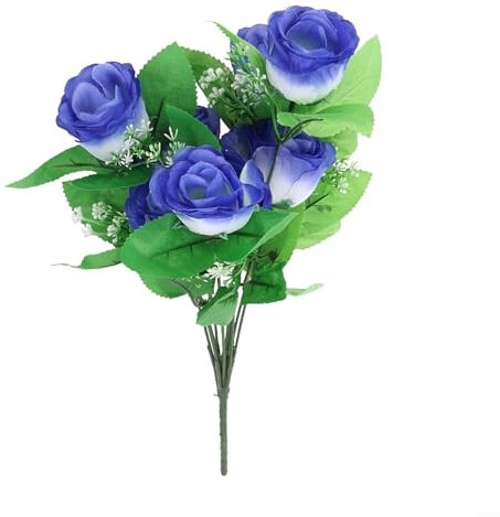 Gettimore Lebensechte Seidenblumen, Rosenstrauß für Hochzeit, Heimdekoration, Blau
