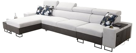 All4All Ecksofa Melani XII Mini, Couch, Schlafsofa,Wohnlandschaft,L-Form,Eckcouch, Möbel, Sofaeck,Sofas mit bettfunktion, Schlaffunktion,USB, Polsterecke,Couchgarnitur 26 (Kundenwunsch, Links)