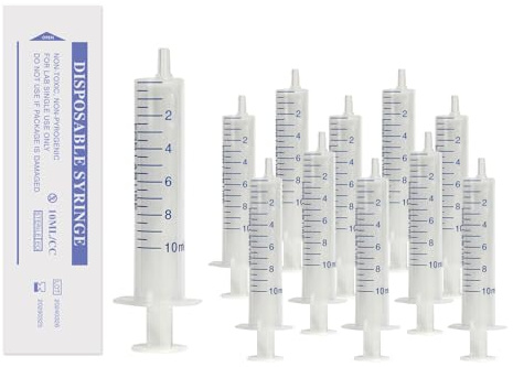 50 Stück Sterile Spritze 10 mL mit Einzelverpackung, Laborspritzen | Plastikspritze ohne Nadel, Spritze für Flüssigkeit, geeignet für wissenschaftliche Labore, Messen, Gießen