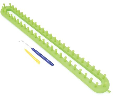 SEIWEI 47cm Grün, Langer Webstuhl mit Nadeln & Hakenwerkzeug, Häkelmaschine für Handgestrickte Schals, Decken, 26/36/47/58 Zähne, DIY-Strickstühle-Set