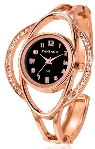 CANSNOW Faszinierende Spangenuhr Damen Uhren Damen Armreif Armbanduhr Armspange Damenuhr mit feinem Metall-Armband