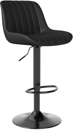 Youhauchair Tabouret Bar, Tabouret de Bar Pivotants avec Dossier, Chaise de Bar Réglable en Cuir PU, Tabourets de Bar Moderne, Noir