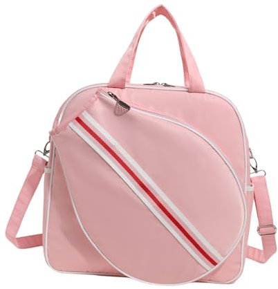 JISADER Tennistasche, Tennis-Einkaufstasche, Abnehmbarer und Verstellbarer Schultergurt, Tennisschlägertasche, Schlägertasche, Pink Style B
