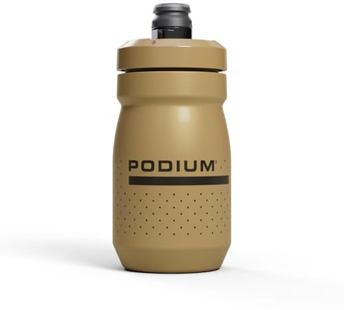 Camelbak PODIUM 15oz botella de agua para bicicleta – ligera – compacta – tapa autocierre – válvula On/Off segura – fácil manejo – cabe en portabotellas – Gold, talla: OS