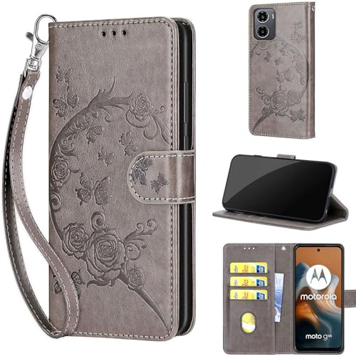 SIENIANLINE Funda para Motorola Moto G05 / E15 PU Cartera Flip Gris | Funda flip de piel PU, Ranuras con Tarjetas, Cierre Magnético, Función Atril，Estuche Flip para Moto G05 / E15