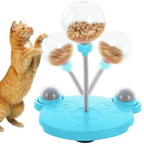 Wackelndes Hundeleckerli Spielzeug,Interaktiver Spielball für Hunde Hundefütterung Spielzeug,Intelligenzspielzeug für Hunde Leckerli Ball Slow Feeder Snackball hundespielzeug (Blau,mit Katzenminze)
