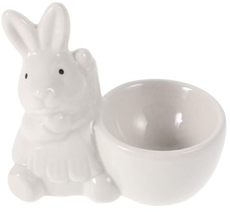 Didiseaon Porte-œufs Céramique Forme de Lapin Coquetier de Bureau Tasse à Œufs Décorative Plateau Déjeuner Coquetier Original
