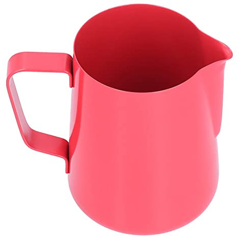 600ml Stainless Steel Frothing Pitcher, sturdy Milk Coffee Frothing Jug with Pointed Spout, Easy to, for Home Latte Art and Coffee Supplies (Red)