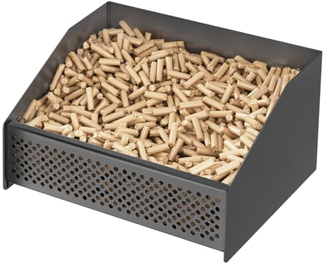johgee Pellet Basket, Pellet Burning Basket for Fireplaces and Stoves, 30 × 25 × 17 cm, 7kg (Black)