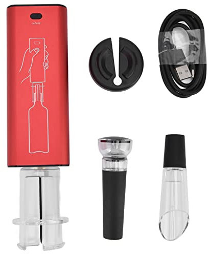 Abren de vino eléctrico Vomeko, juego de botellas de botella de vino recargable, sacacorchos automático de aleación de aluminio, con cortador de aluminio para restaurante de fiesta (Rouge)