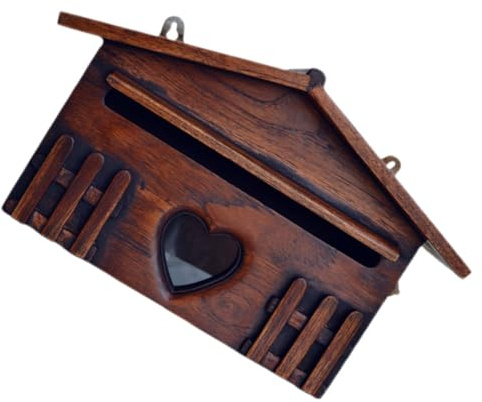 jojofuny Wandbriefkasten Aus Holz Villa Regensicherer Vorschlagskasten Vintage Design Groß Genug Für Gepolsterte Umschläge Sicher Für Außenbereich